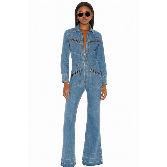 Citizens Of Humanity Pants - Citizens of Humanity Farrah 70s Blue Denim Jumpsuit XS 100% Cotton Flare Leg